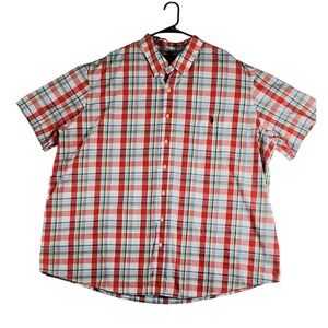 US Polo Assn Mens Short Sleeve Plaid Button Down Shirt Red Blue Yellow 3XL